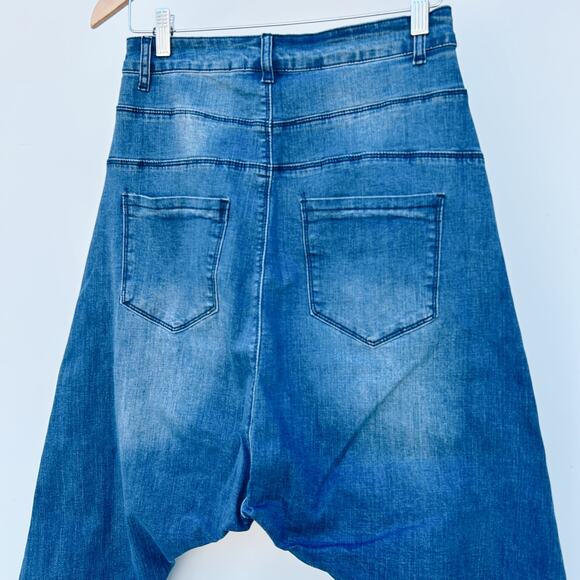 Mia Inspection Stretch Drop Crotch Harem Jeans Distressed 28 Medium Wash - Picture 8 of 9